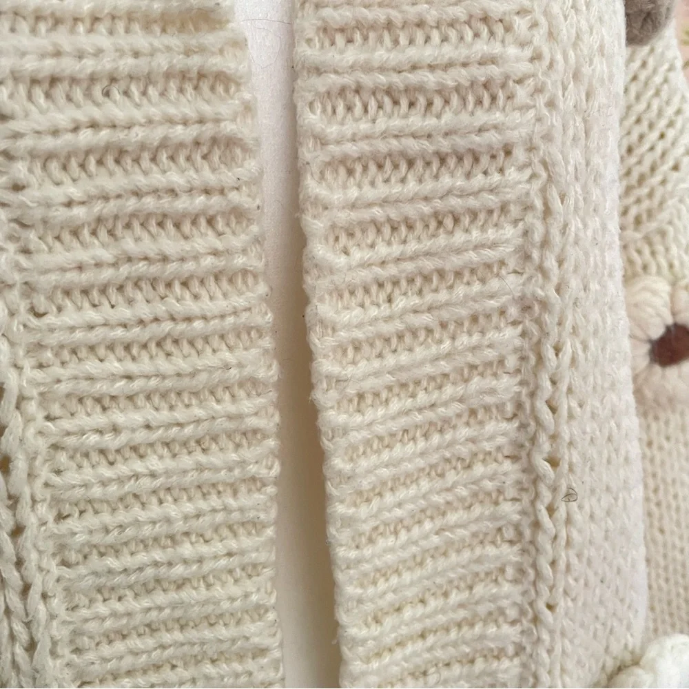 Anthropologie Duchamp The Susannah 3D Flower Cardigan Sweater In Cream S/M